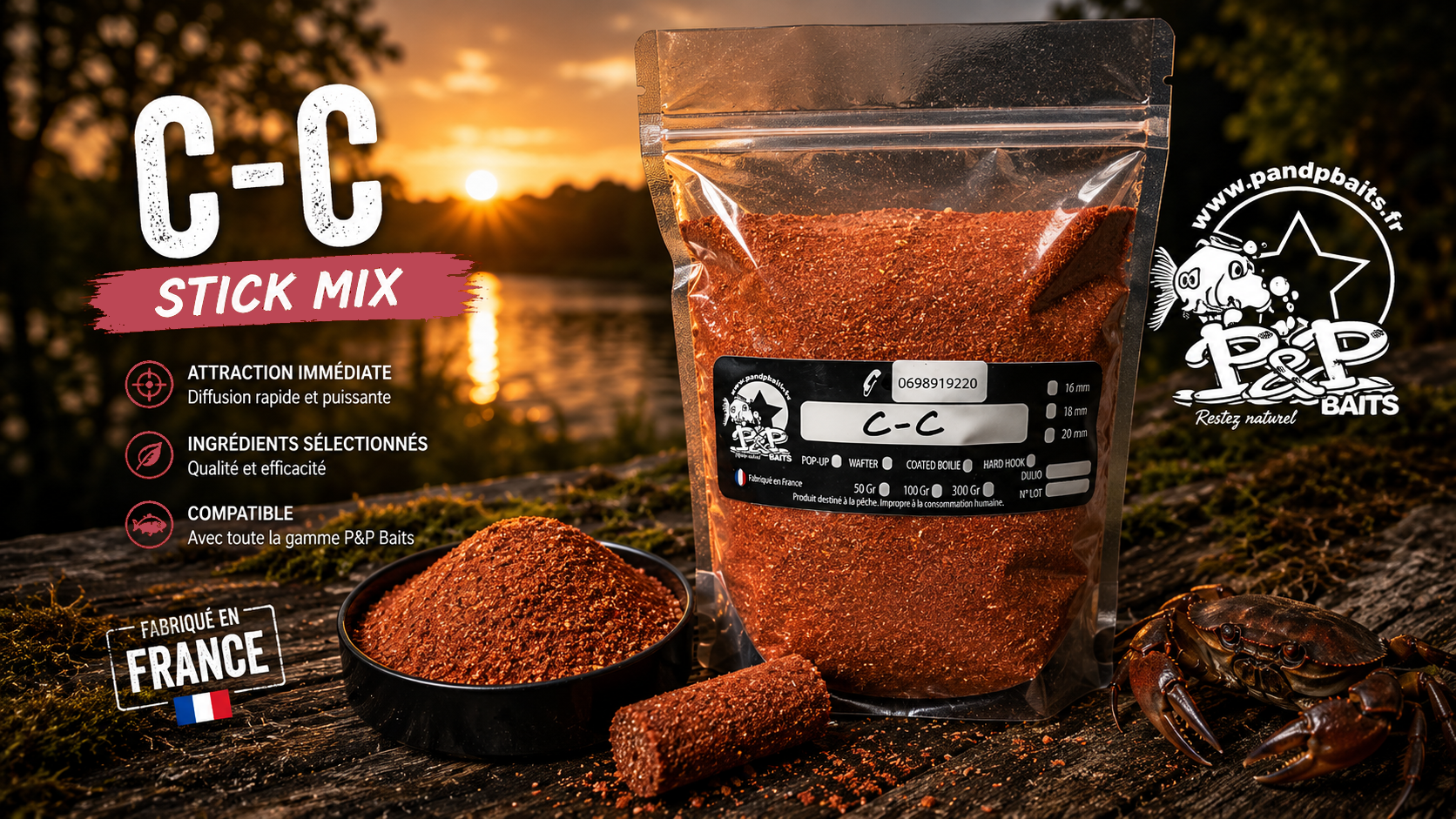 Stick Mix CC (Crabe Cannelle) P&P Baits en sachet de 1 kg
