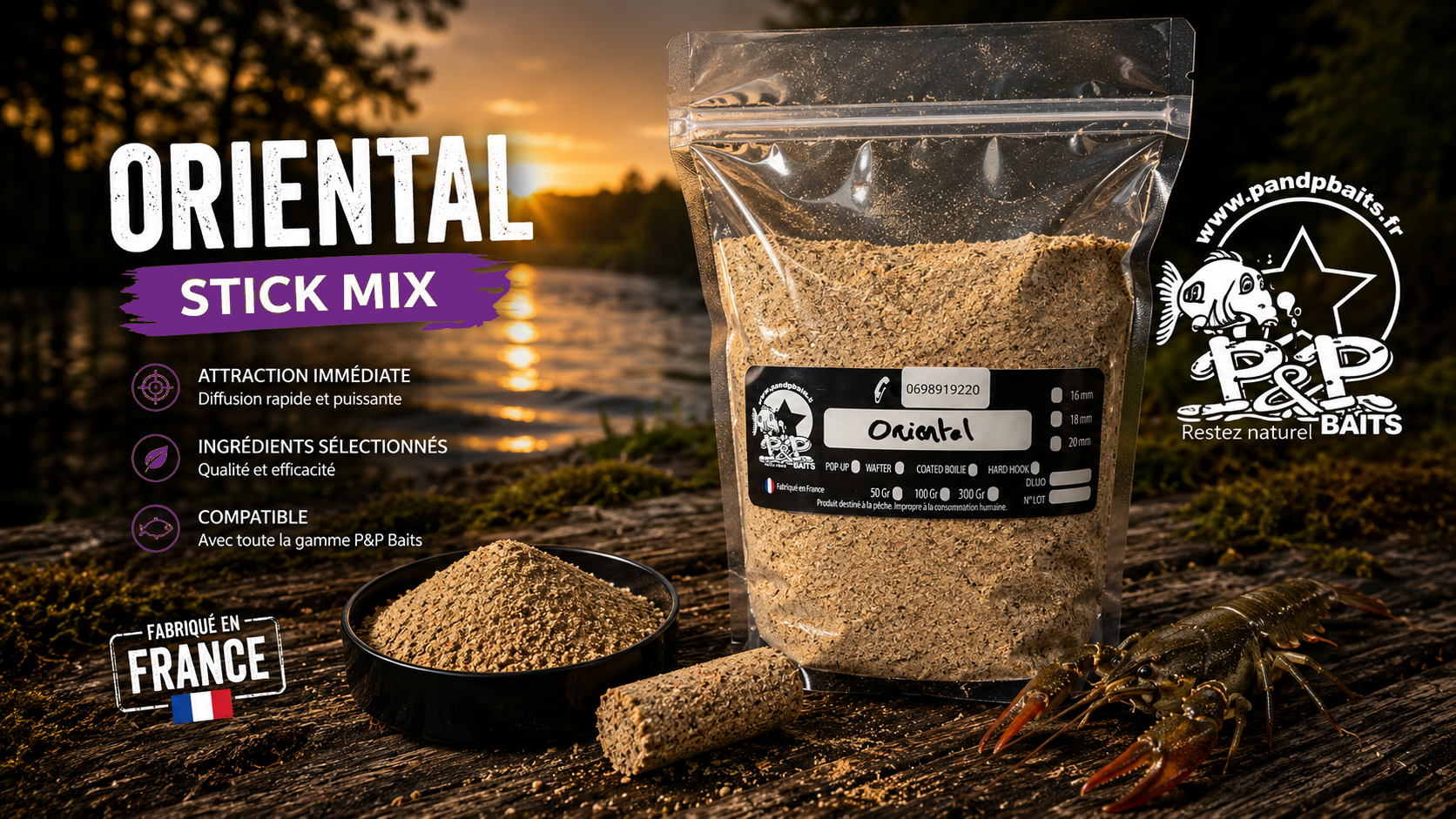Stick Mix Oriental Crayfish P&P Baits en sachet de 1 kg
